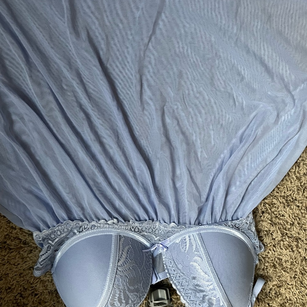 Elegant Blue Lace Chemise